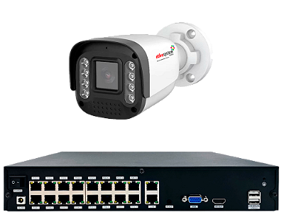 Kit 04 - NVR IP Megapixel, 32 canais IP POE + 32 Canais digitais