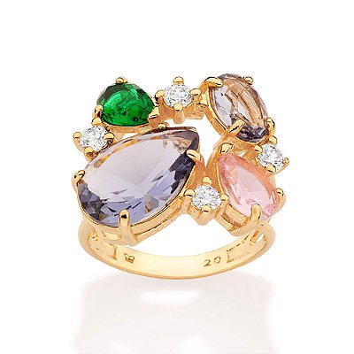 MAXI ANEL BANHADO A OURO 18K COM ZIRCÔNIAS E CRISTAIS  ROMMANEL 513577