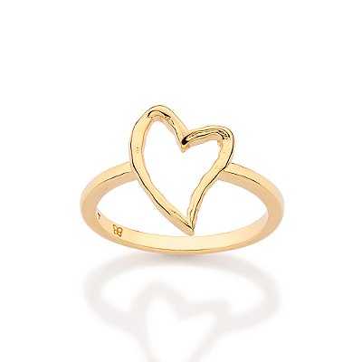 ANEL SKINNY CORAÇÃO IRREGULAR VAZADO BANHADO A OURO 18K ROMMANEL 513579