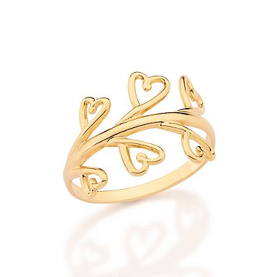 ANEL SKINNY CORAÇÕES BANHADO A OURO 18K ROMMANEL 513582