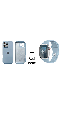 Kit Promocional Case com Proteção de câmera + Pulseira silicone (Azul Bebe)