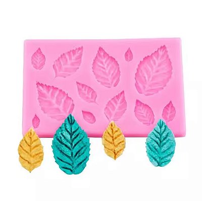 MOLDE FORMA SILICONE FOLHAS 9X6CM CONFEITARIA CHOCOLATE