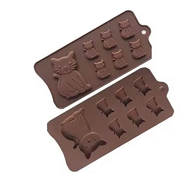 Molde Silicone Chocolate Bombom Doce Gato Gatinho Fondant