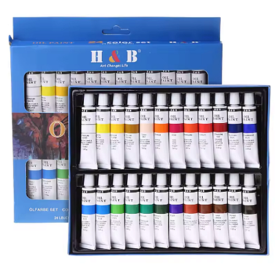 Kit 24 Tintas Óleo Pintura Tela Bisnaga 12ml Arte Artista