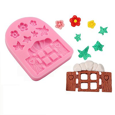 Molde Silicone Casinha Casa Floresta Janela Fondant Biscuit