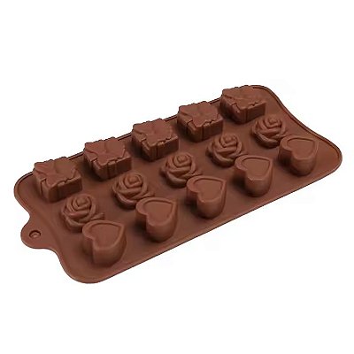 Molde Silicone Chocolate Bombom Coraçao Flor Rosa Presente