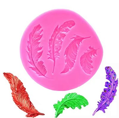 Molde Silicone Folhas Penas Pena Folha Confeiteiro Fondant