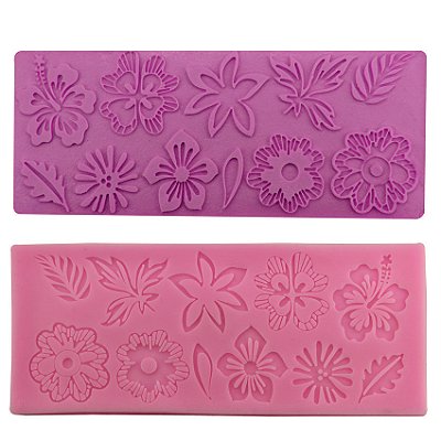 Molde Silicone Flores Folhas Floral Açucar Fondant Biscuit