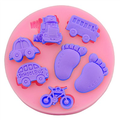 Molde Silicone Bebe Pes Pezinho Trem Moto Carrinho Onibus