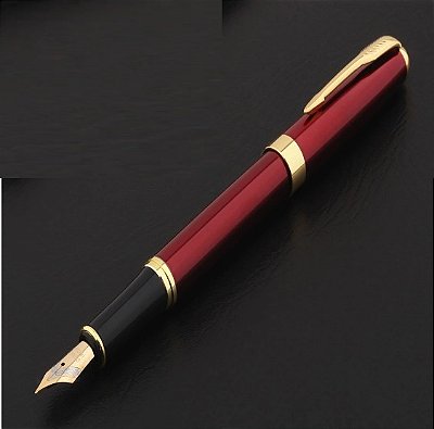 Caneta Fina Tinteiro Pena Luxo Exterior Vermelho