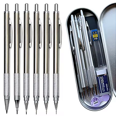 KIT 5 LAPISEIRAS E REFIL GRAFITES 0.3 0.5 0.7 0.9 1.3 2.0mm