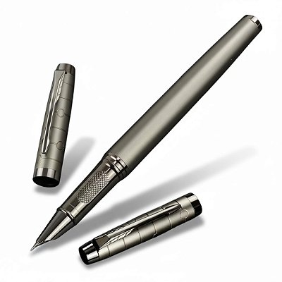 CANETA TINTEIRO PENA METAL VERDE ESCURO PRESENTE LUXO FINA