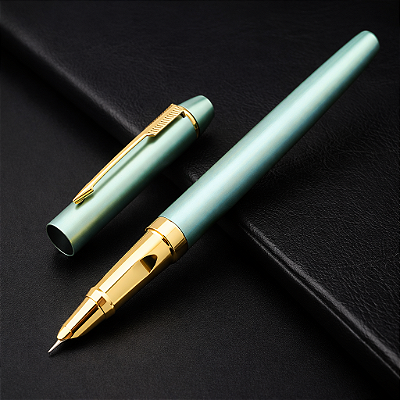 CANETA TINTEIRO EXECUTIVA METAL VERDE PONTA FINA 0,38MM