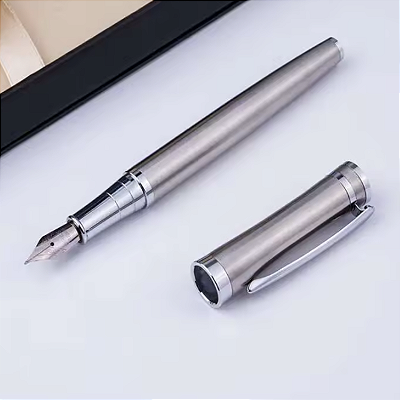 CANETA TINTEIRO EXECUTIVA METAL PRATA FINA 0,5MM GN2703 LUXO