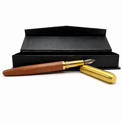 CANETA EXECUTIVA TINTEIRO PONTA PENA AMADEIRADO 0,5MM LUXO