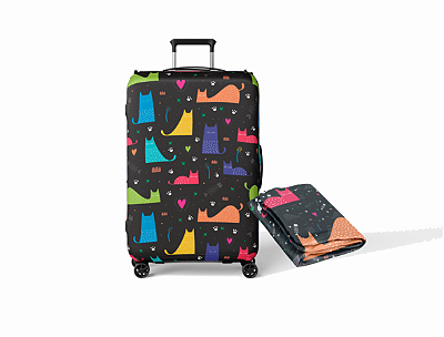 Kit Viagem Manta Soft + Capa Protetora Antifurto Mala Gatos