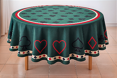 Toalha de mesa para Jogos Baralho Pocker em Plush Redonda