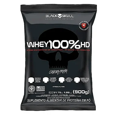 Whey 100% hd morango black skull