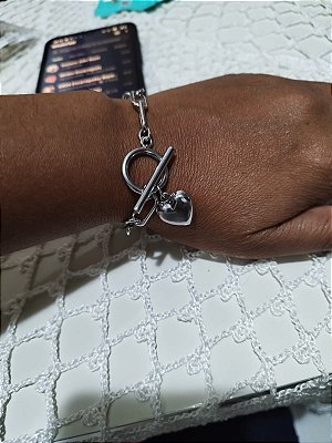 Pulseira elos grandes ródio