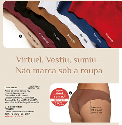 Calcinha microfibra GG virtuel preta