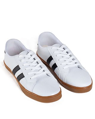Tênis Casual Feminino Branco e Preto