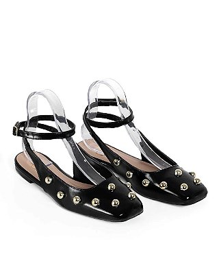 Sandália Feminina Preta com Tachas