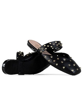 Sandália Feminina Preta com Tachas