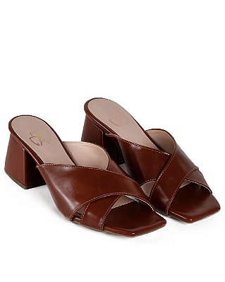 Tamanco Feminino Salto Bloco Caramelo