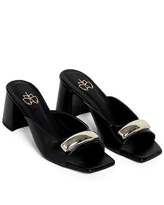 Tamanco Feminino Salto Médio Preto