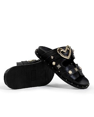 Sandália Feminina Rasteira com Apliques