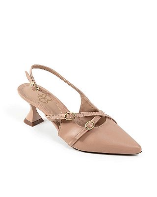 Sandália Feminina Nude com Salto Médio