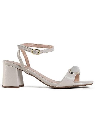 Sandália Feminina Salto Médio Nude Elegante