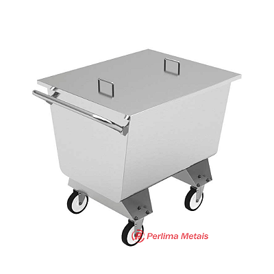 Carro Cuba Com Tampa em Aço Inoxidável 180L Com ou Sem Dreno