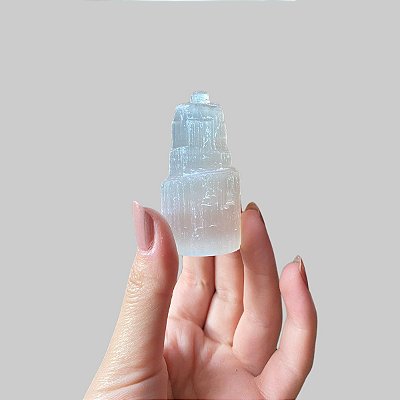Torre de Selenita 6cm-  Limpeza Energética; Paz de Espírito; Cansaço Mental e Dores