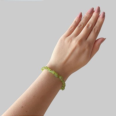 Pulseira de Peridoto Cascalho Mini- Transformação; Mudanças Drásticas; Destino; Libera Tensões
