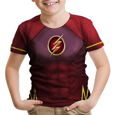 Camiseta Infantil Flash Traje Estampa Total