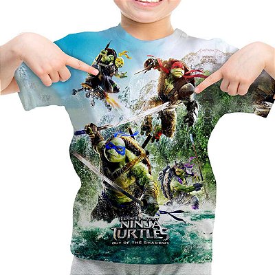 Camiseta Infantil Tartarugas Ninja Estampa Total Md01