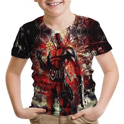Camiseta Infantil Deadpool Estampa Total MD01