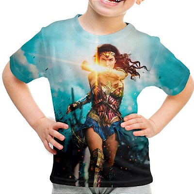 Camiseta Infantil Mulher Maravilha Estampa Digital Md02