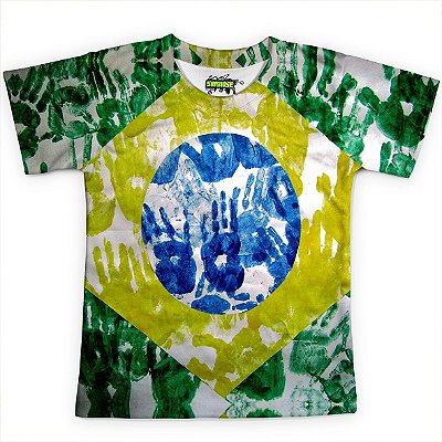 Camiseta Infantil Brasil Bandeira Copa Md02
