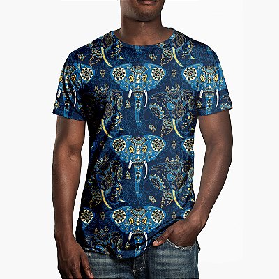 Camiseta Masculina Elefante Indiano Estampa Digital