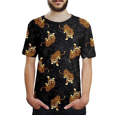 Camiseta Masculina Tigre Japonês Estampa Digital