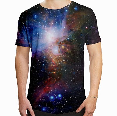 Camiseta Masculina Longline Swag Galáxia Estampa Digital