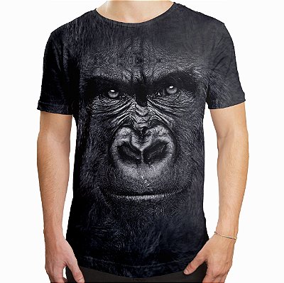 Camiseta Masculina Longline Swag Gorila Estampa Digital