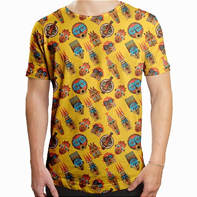 Camiseta Masculina Longline Swag Tribos Africanas Estampa Digital