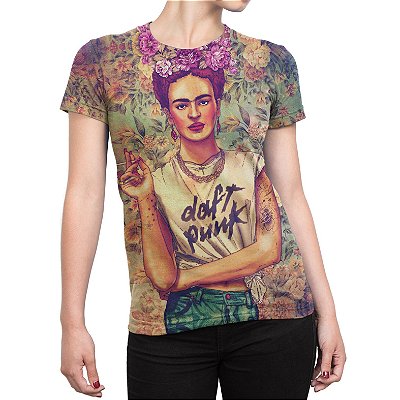 Camiseta Baby Look Feminina Frida Kahlo Estampa Total