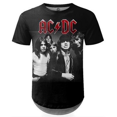 Camiseta Masculina Longline AC/DC Estampa Digital md02
