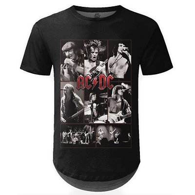 Camiseta Masculina Longline AC/DC Estampa Digital md03