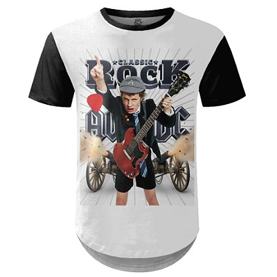 Camiseta Masculina Longline AC/DC Estampa Digital md07
