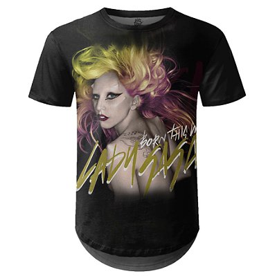 Camiseta Masculina Longline Lady Gaga Estampa digital md02